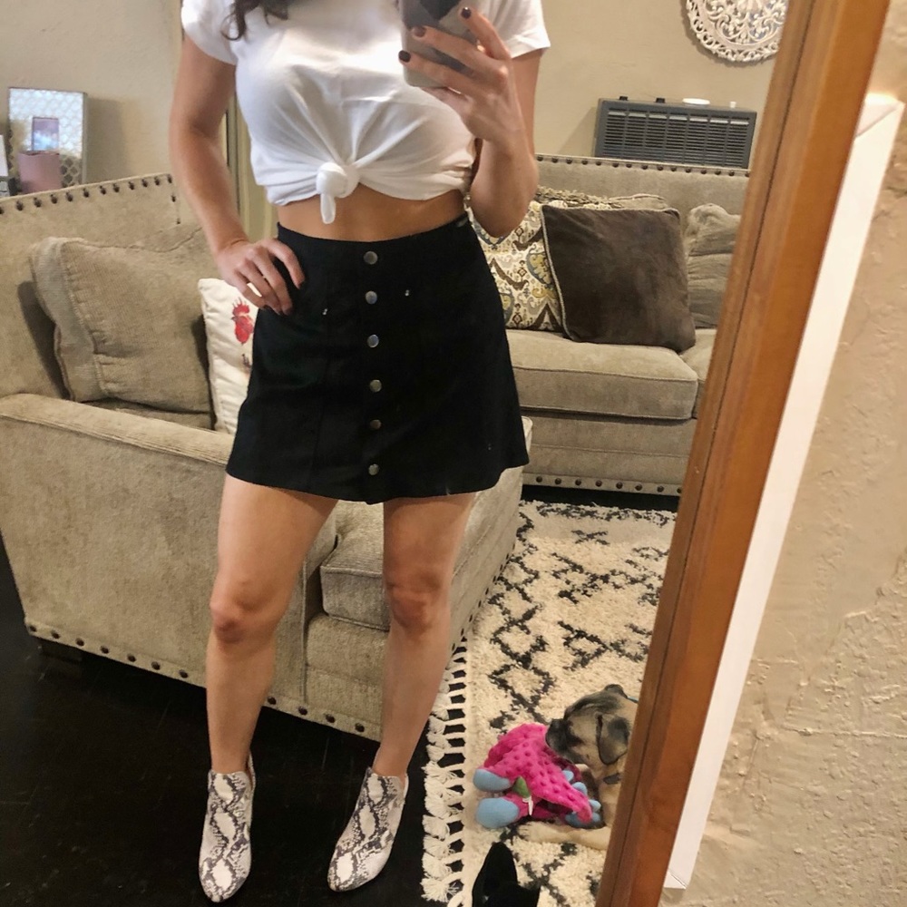 Express Snap Button A Line Mini Skirt